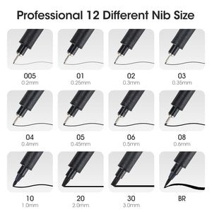 Buy now TWOHANDS Art Pens,Fineliner Ink Pens,Set of 12 Technical Drawing pen,Pigment Pen,Fine Point,Black,Waterproof,for Art Watercolor,Sketching,Anime,Manga, 902188 at indiglob india