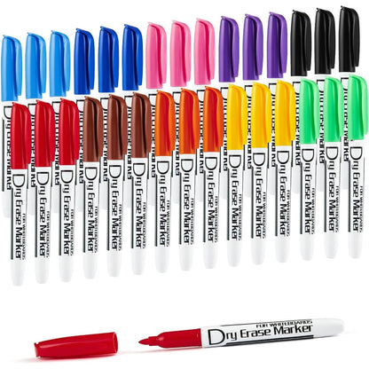 Volcanics Black Dry Erase Markers Low Odor Fine Whiteboard Markers Thin Box of 30