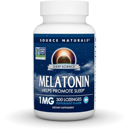 Source Naturals Melatonin Helps Promote Sleep* 1 mg - 300 Peppermint Flavored Lozenges - My Store