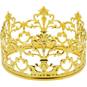 CREPUSCOLO Crown Cake Topper, Vintage Tiara Crown Cake Topper Baby Shower Birthday Cake Decoration Small Baby Crown for Boys & Girls, Metal (Gold) Small