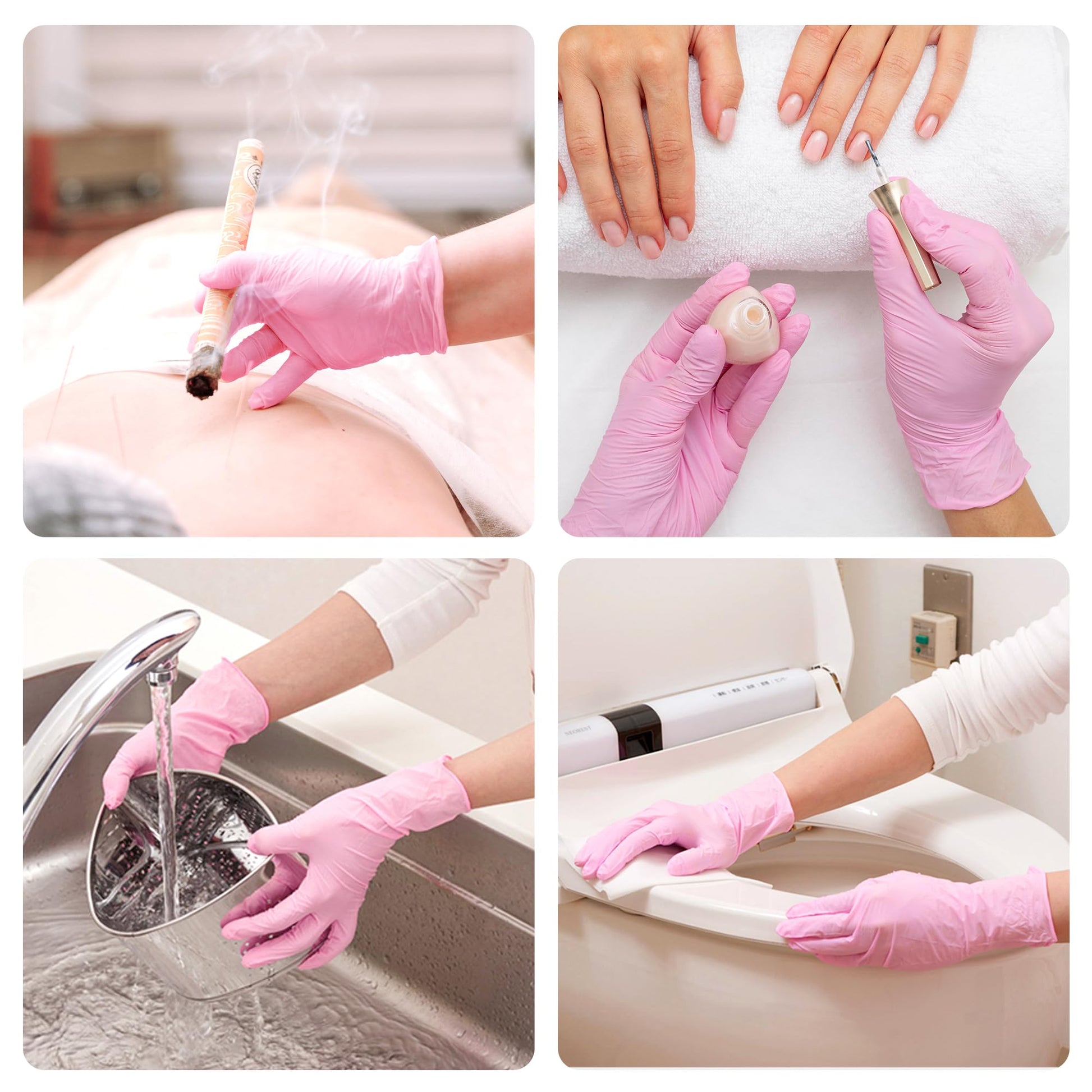 Buy now Pink Nitrile Gloves, 3-mil, Industrial Gloves Disposable Latex Free, for Cleaning & Esthetician, Rubber Powder-Free, 100-ct Box (Small) at indiglob india