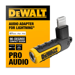 Buy now DEWALT Heavy Duty 3.5mm to Lightning Adapter, 90Degree L Connector Female to 3.5mm Male Headphone Jack Adapter for iPhone, Compatible Lightning to 3.5 mm Headphone Jack Adapters, Adapts Legacy Devices at indiglob india