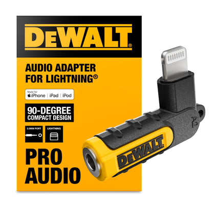 Buy now DEWALT Heavy Duty 3.5mm to Lightning Adapter, 90Degree L Connector Female to 3.5mm Male Headphone Jack Adapter for iPhone, Compatible Lightning to 3.5 mm Headphone Jack Adapters, Adapts Legacy Devices at indiglob india