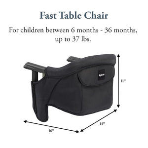 Inglesina Fast Table Chair, Black - Portable Baby High Chair - for Babies & Toddlers up to 37 lbs - Collapsible Design - Fits Tables 0.8'' to 3.5'' Thick - Compact & Easy to Use - Travel Bag Included