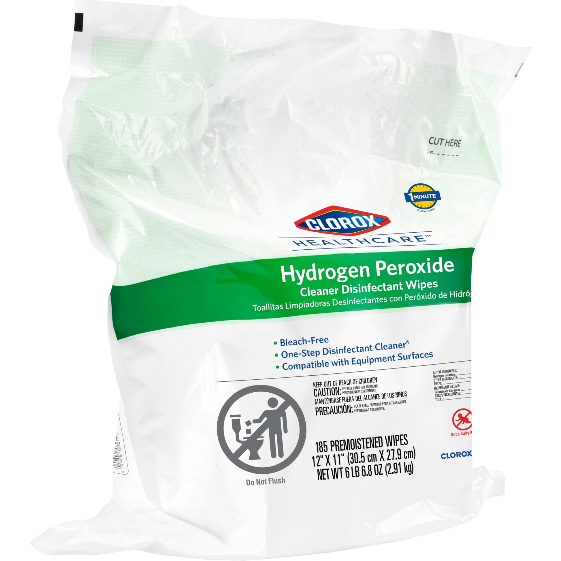 Buy now Clorox Healthcare Hydrogen Peroxide Cleaner Disinfectant Wipes, 12" x 11", Refill for Bucket, 185 Count (Package May Vary) at indiglob india