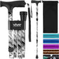 Vive Folding Cane - Foldable Walking Cane for Men, Women - Fold-up, Collapsible, Lightweight, Adjustable, Portable Hand Walking Stick - Balancing Mobility Aid - Comfortable Ergonomic Handle
