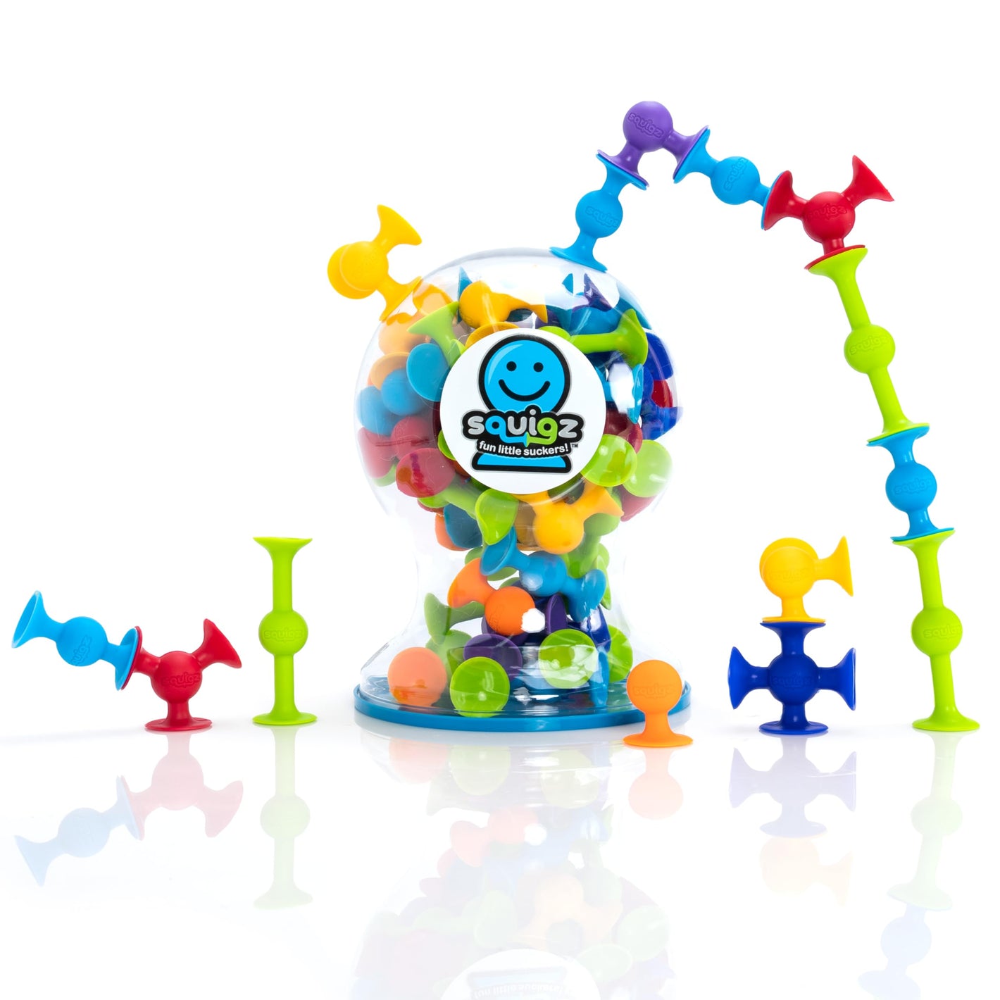 Buy now Fat Brain Toys Squigz Deluxe Set - 50-Piece Suction Construction Toys, Suction Bath Toys, Sensory Toys for Kids 3 and Up at indiglob india