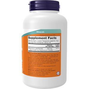 NOW Foods Supplements, Magnesium Citrate Pure Powder, Enzyme Function*, Nervous System Support*, 8-Ounce