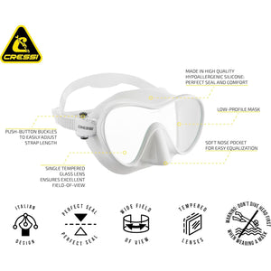 Cressi F1, Scuba Diving Snorkeling Frameless Mask - Perfect Seal Silicone Skirt - Designed in Italy by Cressi