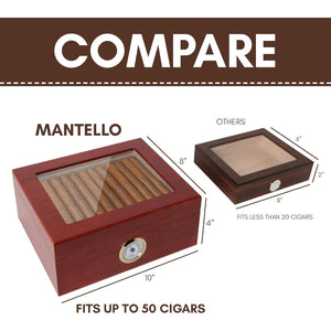 Premium Cigar Humidor for 25-50 Cigars - Elegant Humidor humidor with Hygrometer and Humidifier - Cedar Lined Cigar Box for Optimal Humidity Control (Analog)