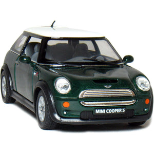 KiNSMART - Mini Cooper S 5" 1:28 Scale Die Cast Metal Model Toy Car (Green)