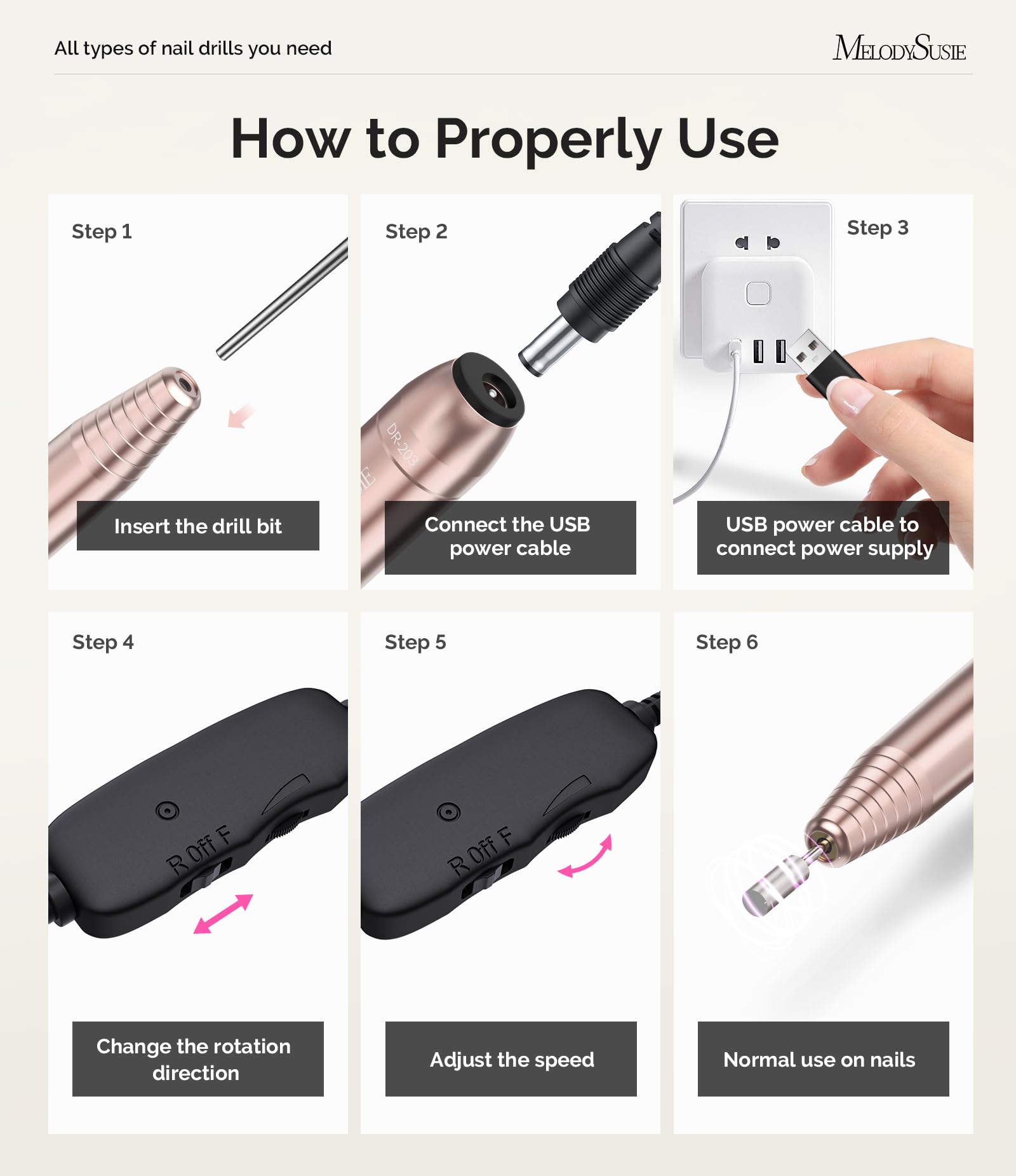 Buy now MelodySusie Pen-Shaped Portable USB Nail Drill, PC120I 20000RPM Electric Nail File with Compact Design for All Nail Care, Manicure Polishing, Shaping & Gel Removal at Home for Beginners at indiglob india