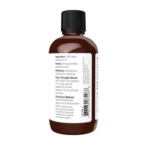 NOW Essential Oils, Eucalyptus Oil, Clarifying Aromatherapy Scent, Steam Distilled, 100% Pure, Vegan, Child Resistant Cap, 4-Ounce