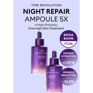 MISSHA Time Revolution Night Repair Face Serum Ampoule (5th Gen) - Overnight Probiotic Skincare for Revitalization and Radiance, 1.69 Fl Oz