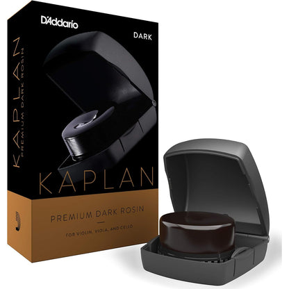 D'Addario Violin Rosin - Cello Rosin - Kaplan Premium Dark Rosin with Case for Violin, Viola, Cello - For Horsehair or Synthetic Bows