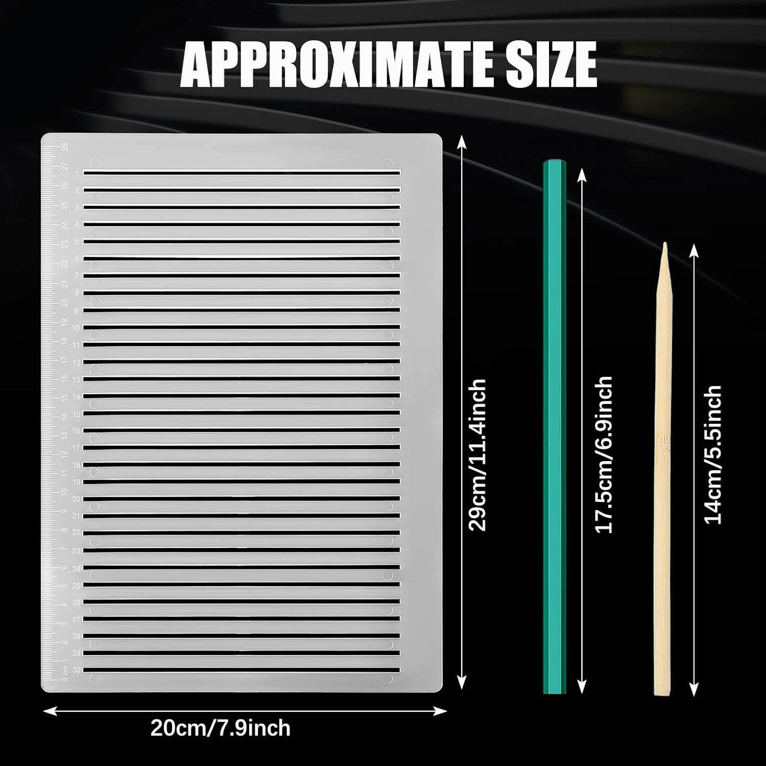 2 Packs Plastic Straight Line Stencil Template for Journaling Spacing Line Lettering Guide 11 Inch Scale Writing Ruler Envelope Addressing Template with Bamboo Stick and 2B Pencil for Paper Card Aids - My Store