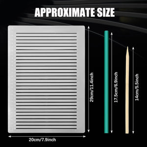 2 Packs Plastic Straight Line Stencil Template for Journaling Spacing Line Lettering Guide 11 Inch Scale Writing Ruler Envelope Addressing Template with Bamboo Stick and 2B Pencil for Paper Card Aids - My Store