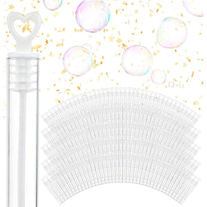 Wedding Bubbles Bulk - White Heart Top Wands (100 Count) Individual Mini Bubble Wand Favors for Weddings, Celebration Party Favor for Guests - Stock Your Home