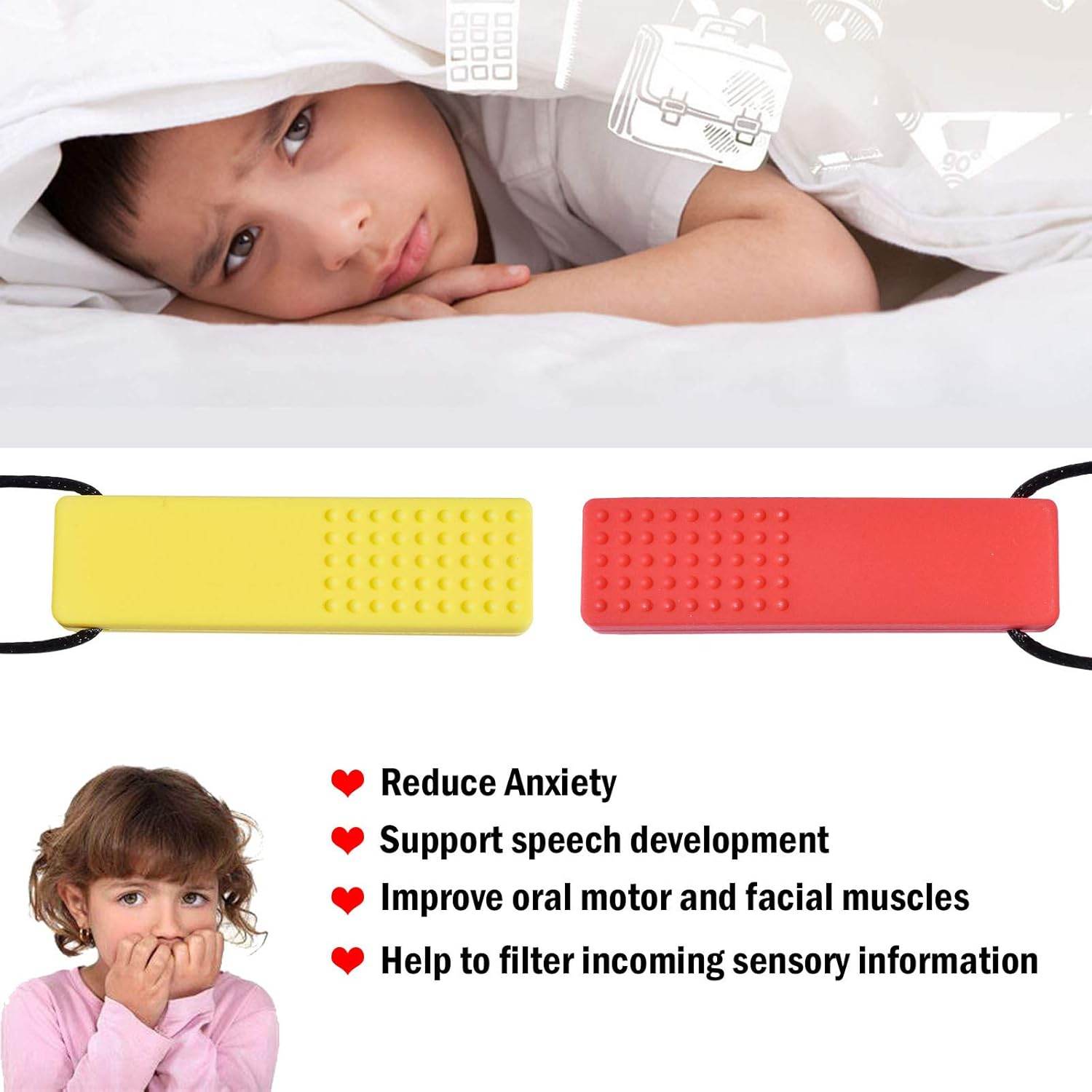 Chew Necklace, Autism Chew Necklace (4PCS), Sensory Necklace Set, Chew Necklaces for Sensory Kids, for Biting Needs, Autistic, ADHD, Oral Motor (100% Food Grade Silicone), for Boys and Girls - My Store