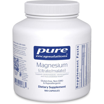Pure Encapsulations Magnesium (Citrate/Malate) - Magnesium Supplement to Support Nutrient Utilization, Energy, Bones & Heart Health* - with Magnesium Citrate & Malate - 180 Capsules