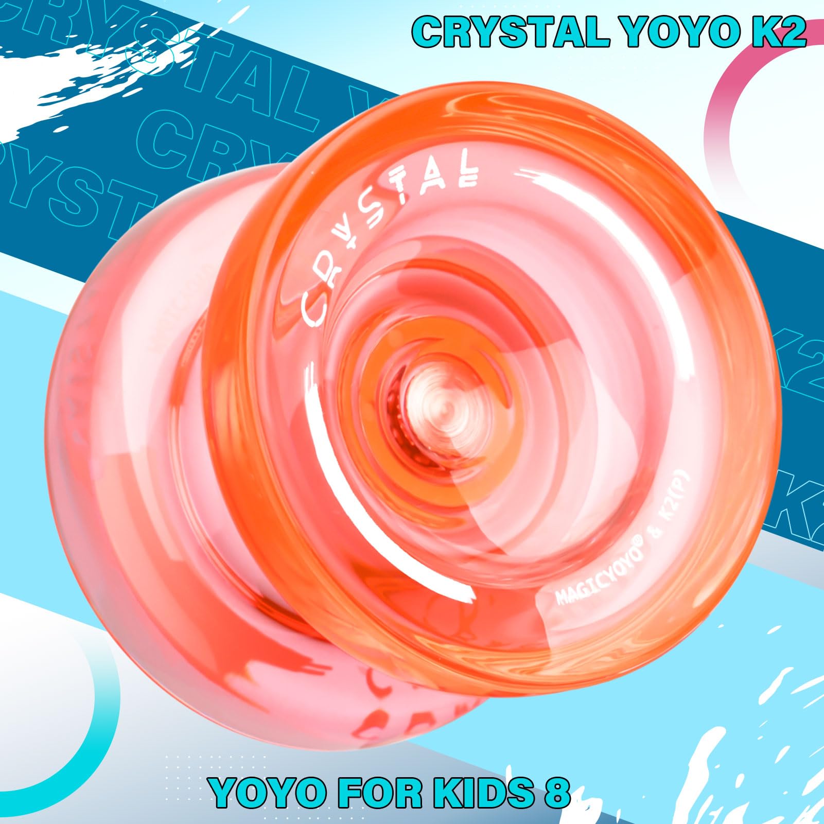 Buy now MAGICYOYO K2 Plus Crystal Orange Yoyo, Professional Fingerspin Trick Yo Yo for Kids/Adults, Responsive Yo-yo for Beginner, Replacement Unresponsive Bearing with 6 Yo yo Strings+Bearing Remover at indiglob india