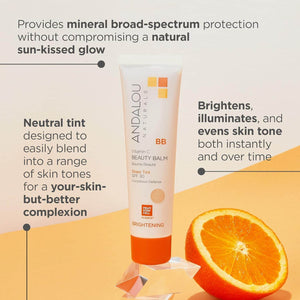 Andalou Naturals Vitamin C BB Beauty Balm Sheer Tint SPF 30, 2-in-1 BB Cream & Face Sunscreen with Broad Spectrum Protection, Mineral Sunscreen with Non-Nano Zinc Oxide, 2 Fl Oz - My Store