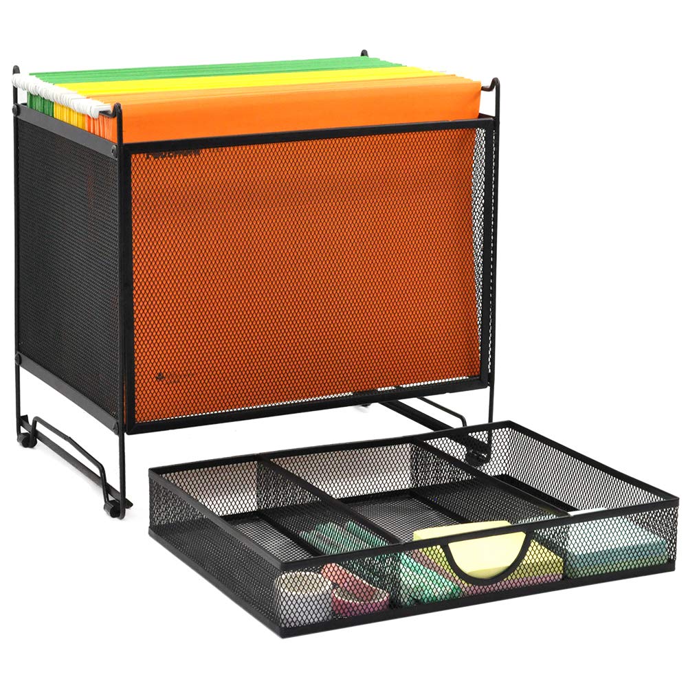 Buy now Metal Desk Hanging File Folder Box Storage Holder Bin Organizer with Drawer for Letter/A4 for Home Office, Black at indiglob india