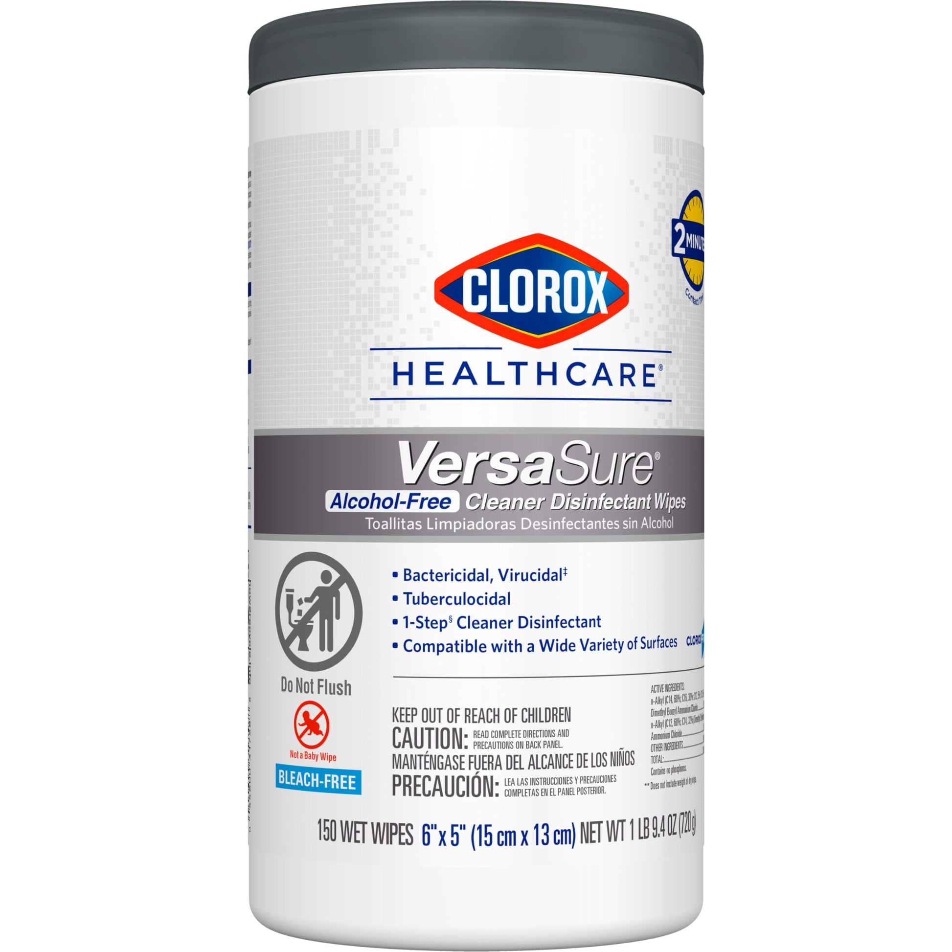 Buy now CLOROX Healthcare VersaSure Cleaner Disinfectant Wipes, 6" x 5", 150 Count Canister (Package May Vary) at indiglob india