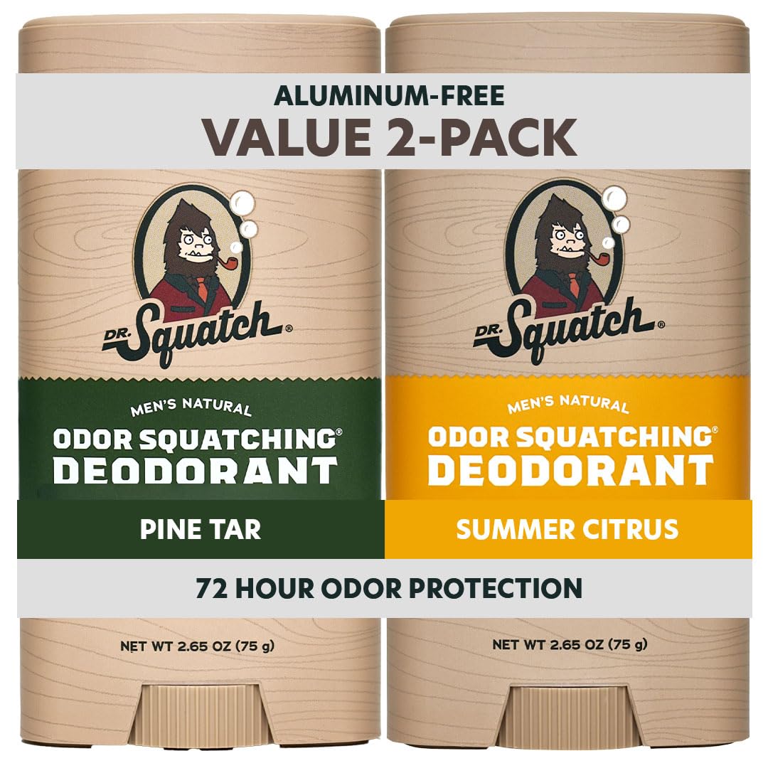 Buy now Dr. Squatch Natural Men’s Deodorant – Aluminum Free Natural Deodorant Men with Charcoal & Postbiotics for 72-Hour Odor Protection – Rainforest Rapids + Fresh Falls, 2.65oz Stick (2-Pack) Citrus Timber at indiglob india