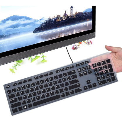 Keyboard Cover for Dell KB216 KB216b KB216t KB216d KB216p Wired & KM636 & Dell Optiplex 5250 3050 3240 5460 7450 7050 & Dell Inspiron AIO 3475/3670/3477 All-in one Desktop Keyboard Protector -Clear