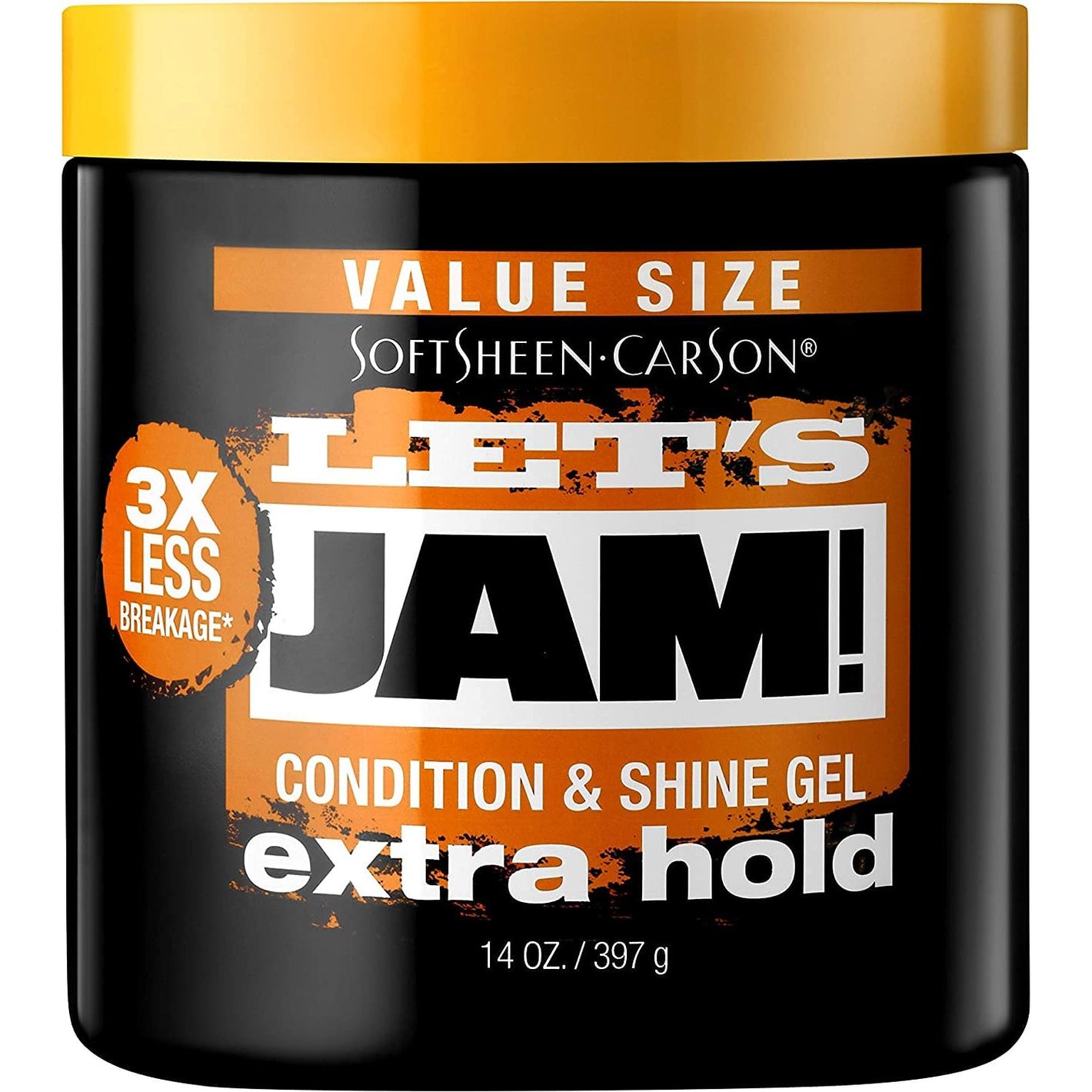 SoftSheen-Carson Hair Gel Dark and Lovely Let's Jam, Shining and Conditioning Gel, Extra Hold, For all Hair Types, Styling Gel Also Great for Braiding, Twisting & Smooth Edges, Value Size 14oz