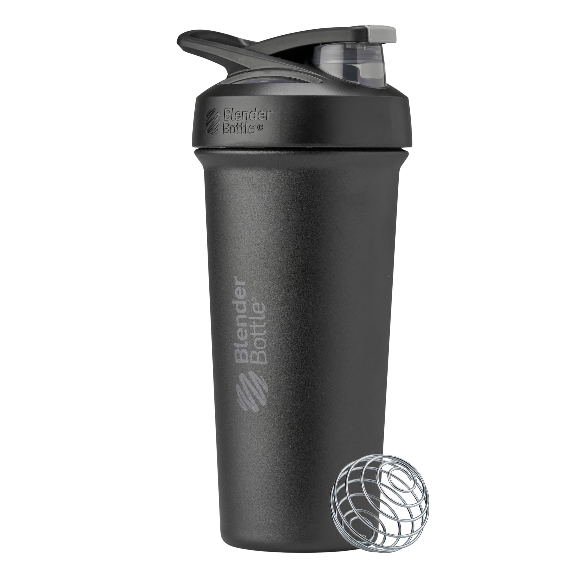 Buy now BlenderBottle Strada Shaker Cup Insulated Stainless Steel Water Bottle with Wire Whisk, 24-Ounce, Black Sleek Black at indiglob india