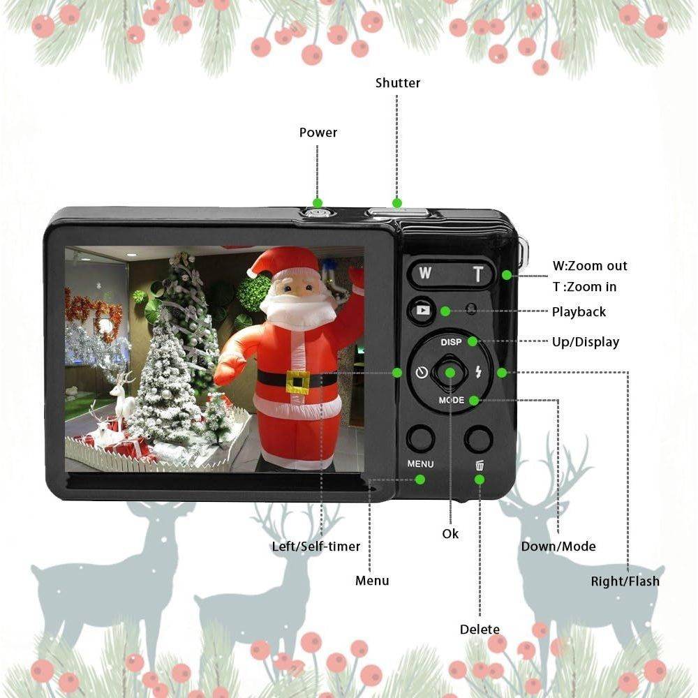 2.8 inch LCD Rechargeable Mini Digital Camera, Vmotal 1080P Video Camera Digital Students Cameras 20MP Compact Camera Travel,Holiday,Birthday Present for Kids/Beginners/Teens/Seniors (Black) - My Store