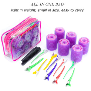 35 Self-Grip Hair Rollers for Curly Hairstyling - No Heat Blue Curlers with Clips for Long, Medium, Short Hair, Multi-sized DIY Styling Tool Set for Women, Men, and Kids