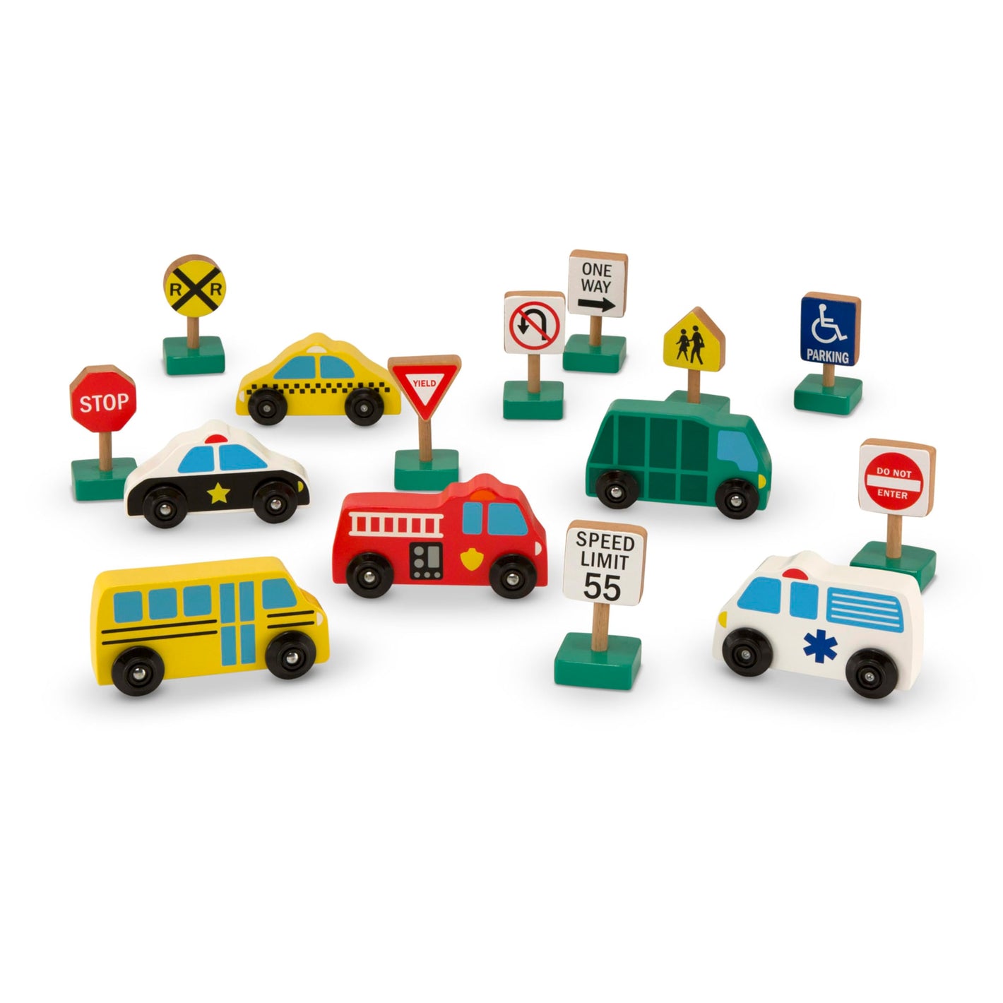 Buy now Melissa & Doug Wooden Vehicles and Traffic Signs with 6 Cars and 9 Signs at indiglob india