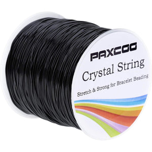 Paxcoo Stretchy String for Bracelets, 0.8 mm Black Elastic String Bracelet Cord Jewelry Bead Thread for Bracelets, Necklaces, Beading and Jewelry Making