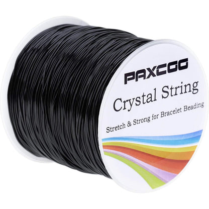 Paxcoo Stretchy String for Bracelets, 0.8 mm Black Elastic String Bracelet Cord Jewelry Bead Thread for Bracelets, Necklaces, Beading and Jewelry Making