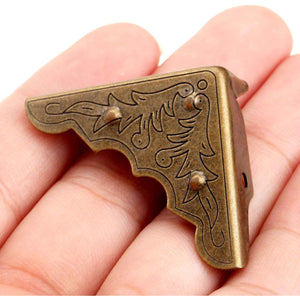 16Pcs Antique Brass Jewelry Box Corner Chest Corner Protector Guard Edge Cover-1.26"x1.26"x0.43"