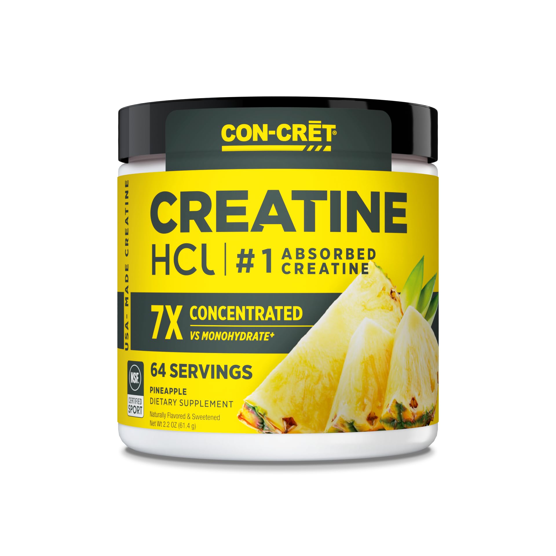 Buy now CON-CRET Creatine HCl Powder | Muscle, Cognitive, Cellular Energy Support | No Bloating or Cramps | USA Made & NSF Certified | Lemon Lime (64 Serving) at indiglob india