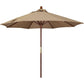 California Umbrella 9' Round Hardwood Frame Market Umbrella, Stainless Steel Hardware, Push Open, Navy Blue Olefin