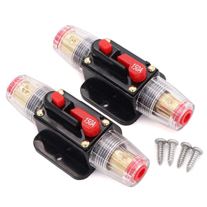 2 pcs 150A Audio Inline Circuit Breaker Reset Fuse 12V-24V DC, PowMr Reset Fuse Holder 40 amp with Manual Reset for Car Audio, Stereo Switch and Solar Inverter System