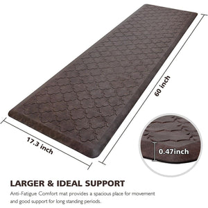 WISELIFE Kitchen Mat Cushioned Anti Fatigue Floor Mat,17.3"x60", Thick Non Slip Waterproof Kitchen Rugs and Mats, Standing Mat for Floor,Home,Office,Desk,Sink, Brown