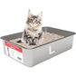 Extra Large Metal Cat Litter Box, Stainless Steel Durable Litter Pan for Large or Multiple Cats, Kitty Litter Box with Smooth Surface and Easy to Clean, XL(23.6"x15.7"x5.9")