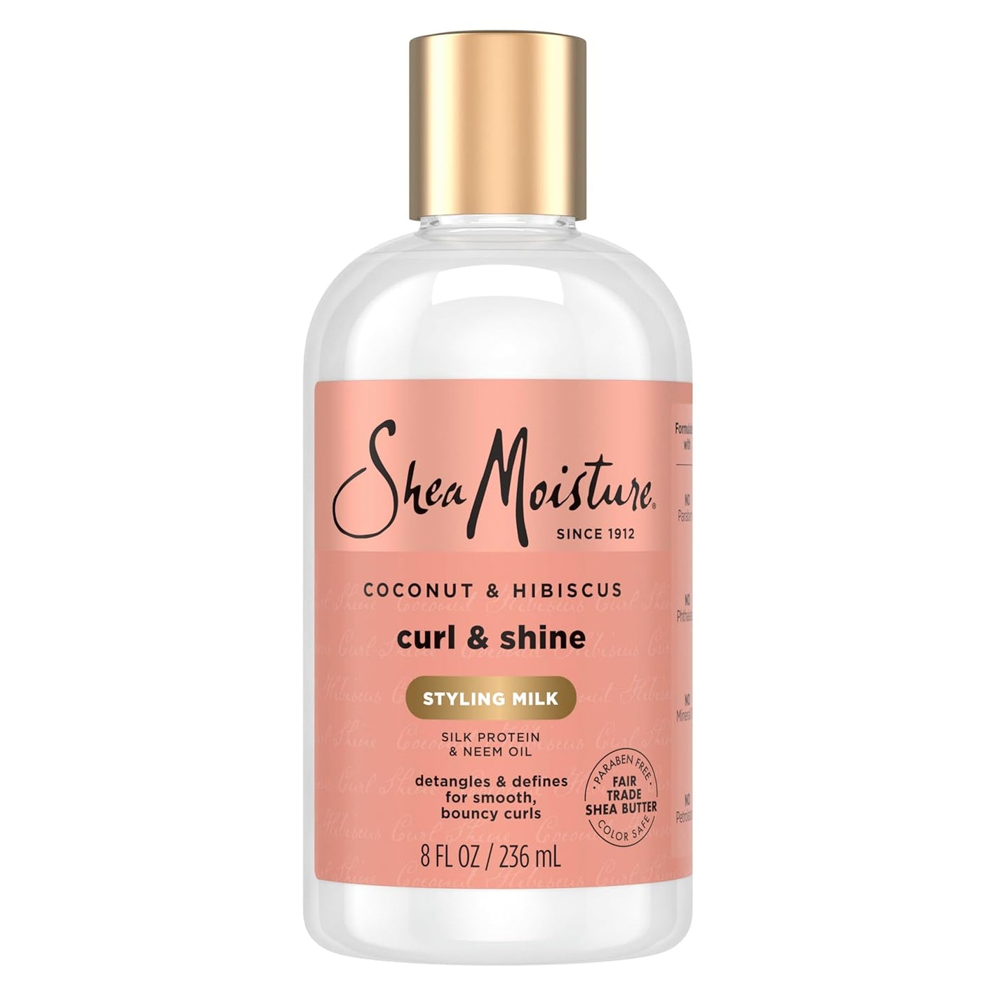 SheaMoisture Curl & Style Milk Coconut & Hibiscus with Silk Protein & Neem Oil for Thick, Defined, Curly Hair Fair Trade, Sulfate-Free 8 oz