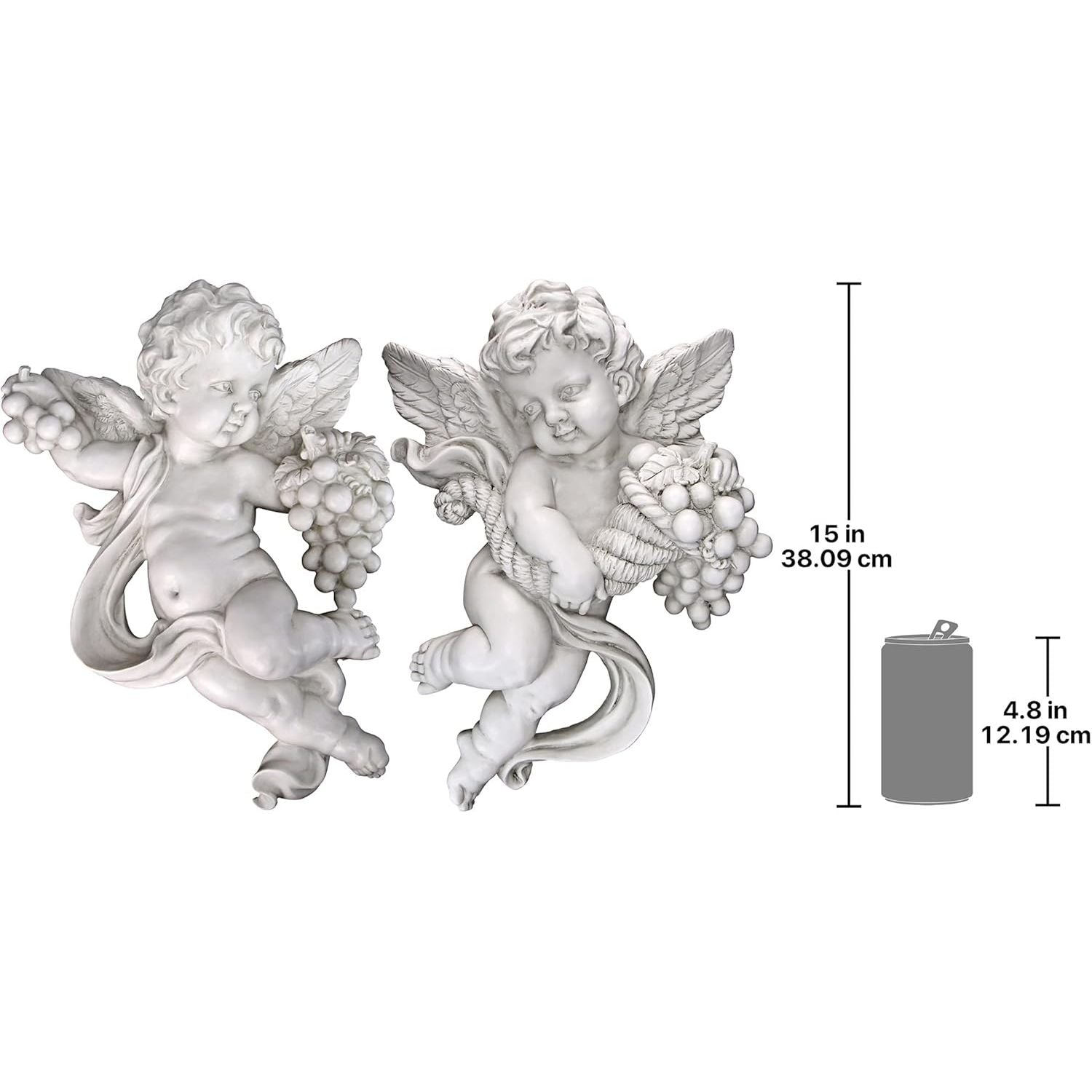 Buy now Design Toscano Cherub Harvest Wall Sculptures, Set of 2, Full Color, 10.50" x 4.50" at indiglob india