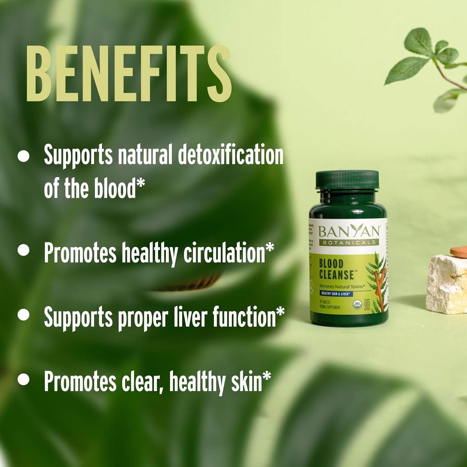 Banyan Botanicals Blood Cleanse Tablets – Organic Clear Skin Supplement with Manjistha & Neem – Blood Cleanser Herbs for Natural Detox & Healthy Skin* – 90 Tablets – Non GMO Sustainably Sourced Vegan - My Store