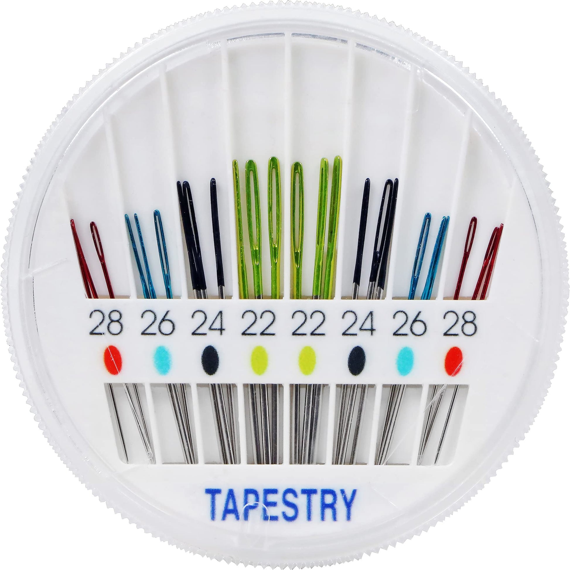 Buy now SINGER Tapestry Needles in Dial Compact, Assorted Sized Sewing Needles, Sizes 22, 24, 26, 28, Set of 24 at indiglob india