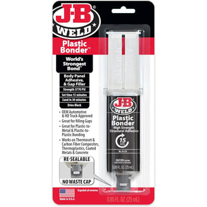 J-B Weld 50139 Plastic Bonder Body Panel Adhesive and Gap Filler Syringe - Black - 25 ml
