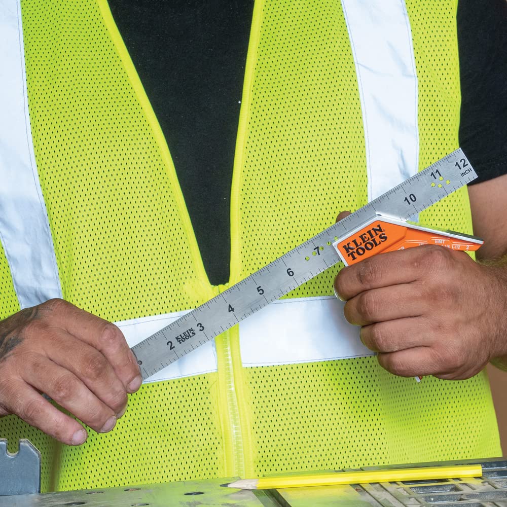 Buy now Klein Tools 935CSEL Combination Square Ruler for Electricians and Carpenters, Stainless Steel Double Sided Ruler, Bubble Level, Magnetic at indiglob india