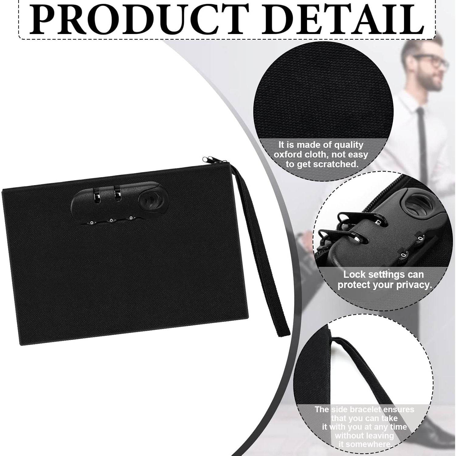 2 Pcs Locking Money Bag with Lock Pouch Black Locking Cash Bag with Combination with Zipper for Cash Bracelet Phone and Credit Cards - My Store